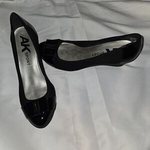 Anne Klein Sport Black Wedges Size 8 | Classic Comfort Work Shoes Patent Leather